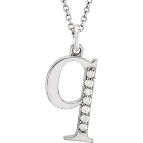 14K Gold Natural Diamond Lowercase Initial a-z Necklace