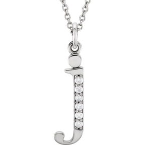 14K Gold Natural Diamond Lowercase Initial a-z Necklace