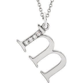 14K Gold Natural Diamond Lowercase Initial a-z Necklace