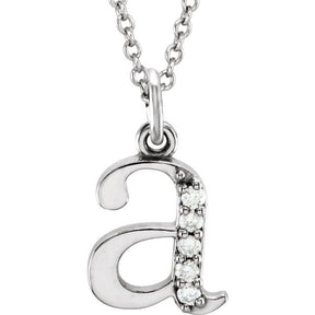 14K Gold Natural Diamond Lowercase Initial a-z Necklace