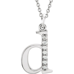 14K Gold Natural Diamond Lowercase Initial a-z Necklace