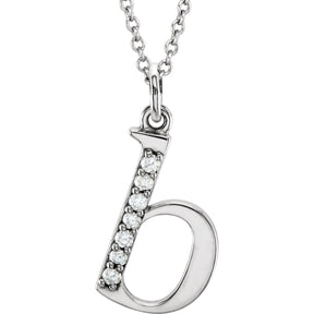 14K Gold Natural Diamond Lowercase Initial a-z Necklace