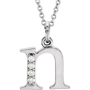 14K Gold Natural Diamond Lowercase Initial a-z Necklace