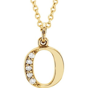 14K Gold Natural Diamond Lowercase Initial a-z Necklace