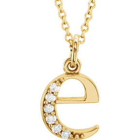 14K Gold Natural Diamond Lowercase Initial a-z Necklace