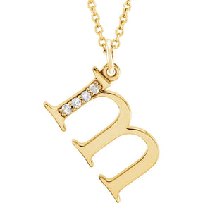 14K Gold Natural Diamond Lowercase Initial a-z Necklace