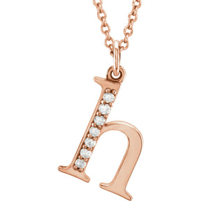 14K Gold Natural Diamond Lowercase Initial a-z Necklace