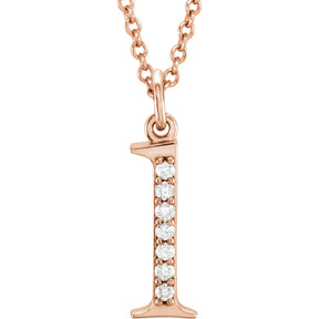 14K Gold Natural Diamond Lowercase Initial a-z Necklace