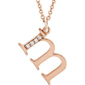 14K Gold Natural Diamond Lowercase Initial a-z Necklace