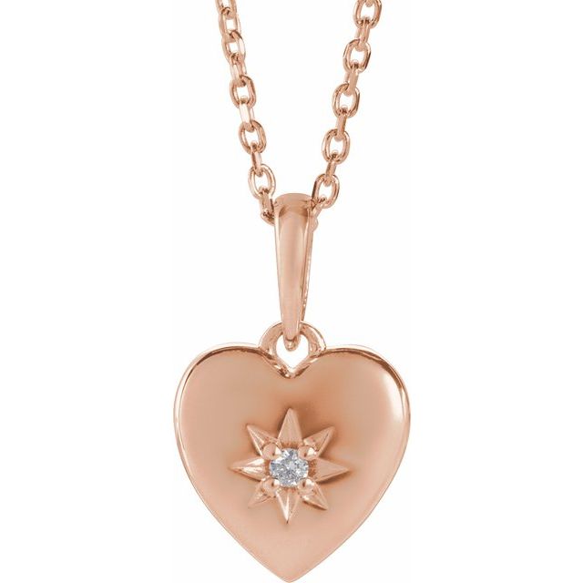 14K Gold Natural Diamond Heart Necklace