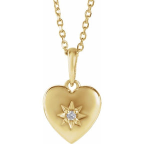 14K Gold Natural Diamond Heart Necklace