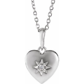 14K Gold Natural Diamond Heart Necklace