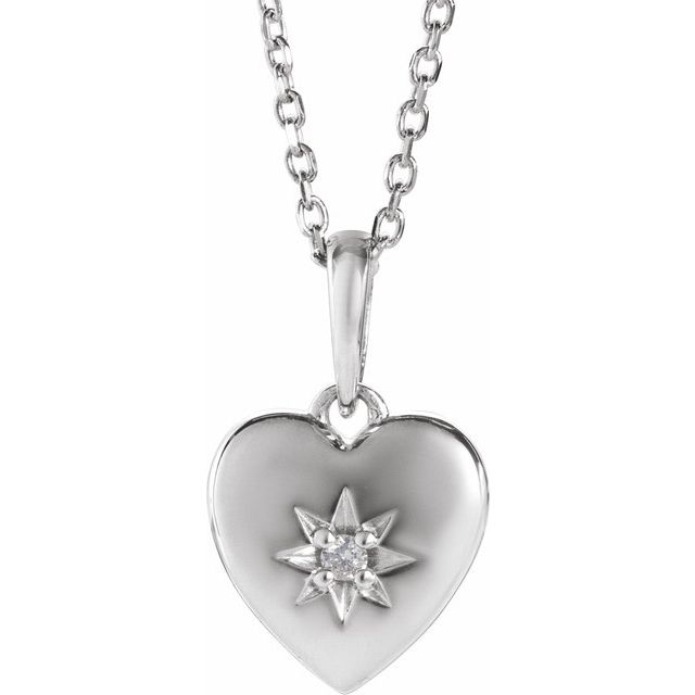 14K Gold Natural Diamond Heart Necklace