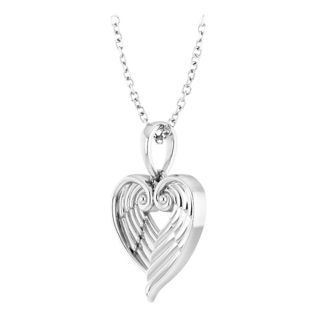 14K Gold Angel Wing Heart 16-18 Necklace