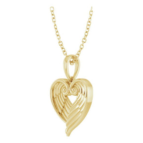 14K Gold Angel Wing Heart 16-18 Necklace