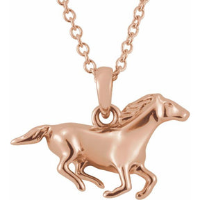 14K Gold Horse Necklace