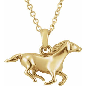 14K Gold Horse Necklace