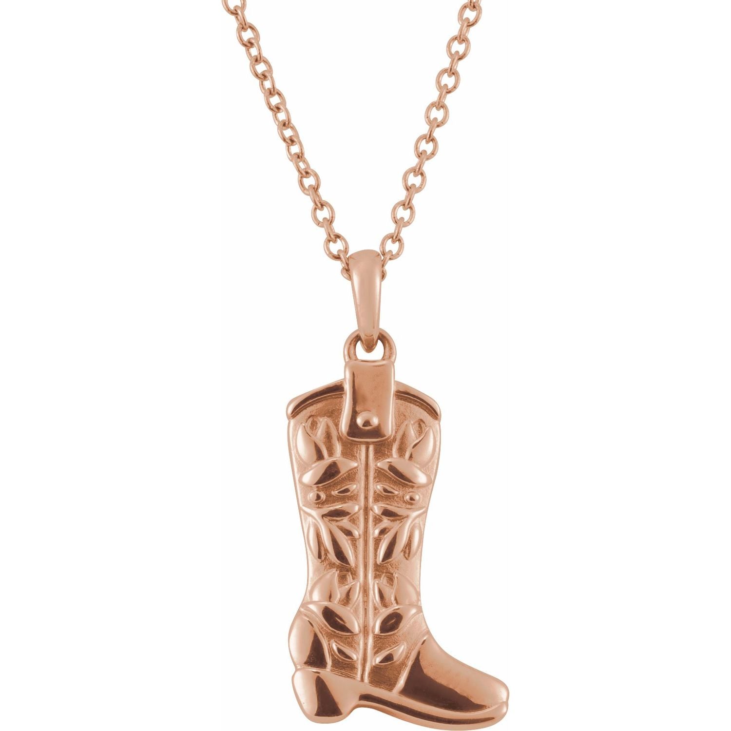 14K Gold Western Boot Necklace