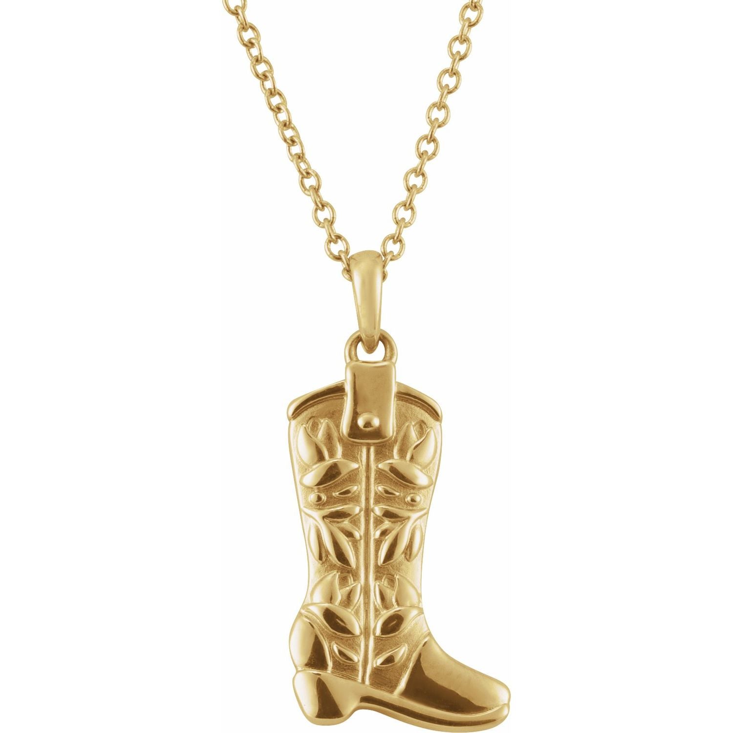 14K Gold Western Boot Necklace