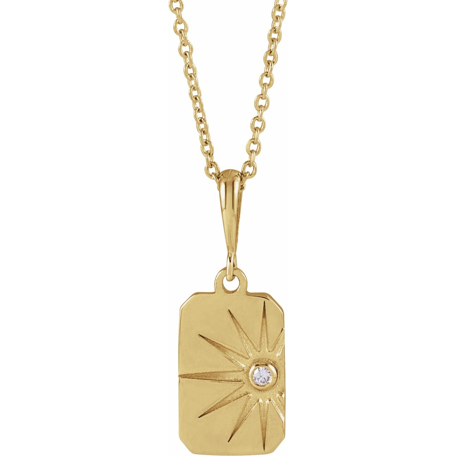 14K Gold Natural Diamond Sun 16-18 Necklace