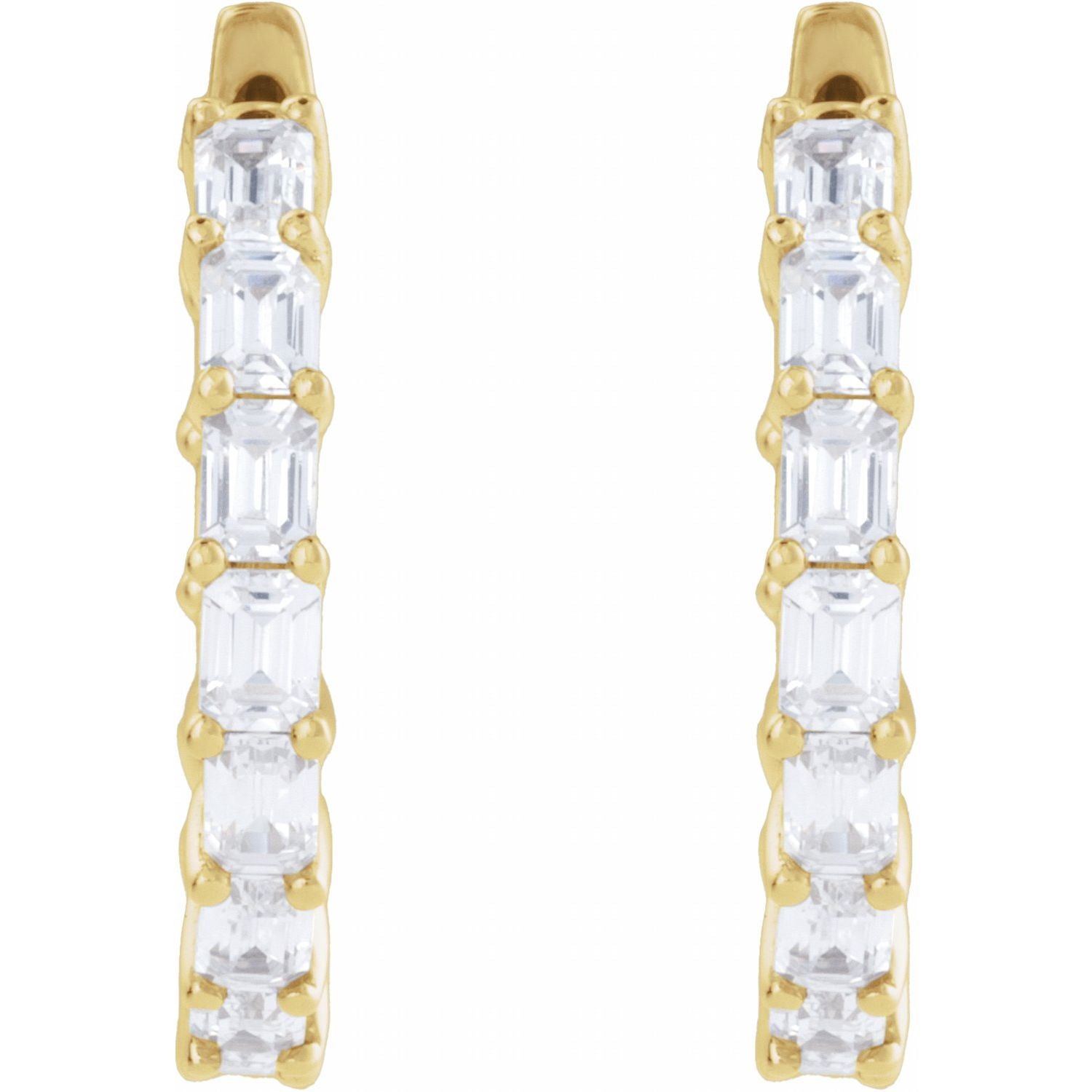 14K Gold Natural and Lab Grown Diamond Inside-Outside Hoop Earrings