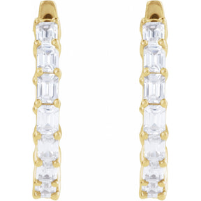 14K Gold Natural and Lab Grown Diamond Inside-Outside Hoop Earrings