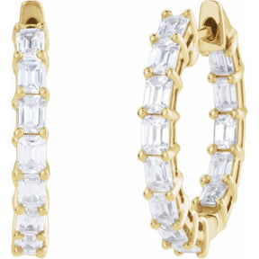 14K Gold Natural and Lab Grown Diamond Inside-Outside Hoop Earrings