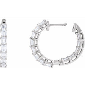 14K Gold Natural and Lab Grown Diamond Inside-Outside Hoop Earrings