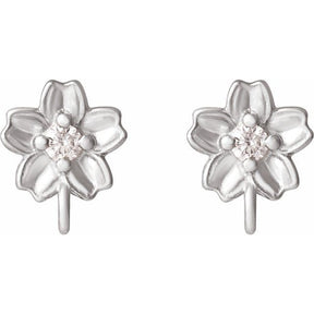 14K Gold Diamond Floral Earring Top