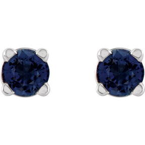 14K Gold Lab-Grown Blue Sapphire Stud Earrings