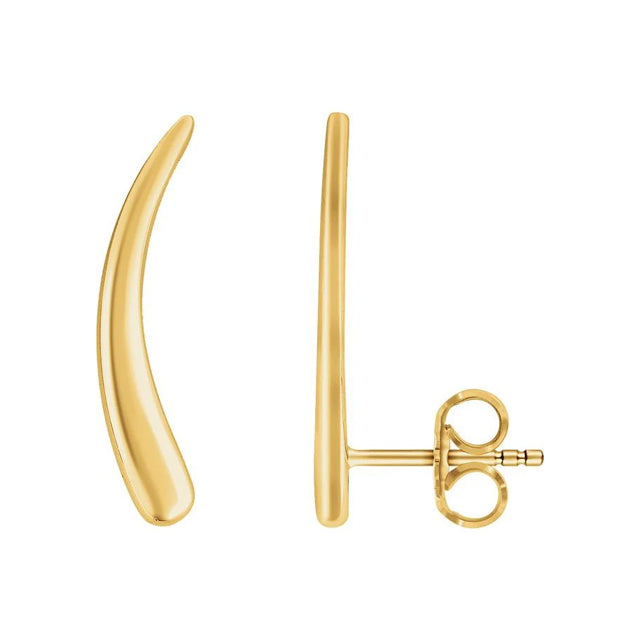 14K Gold Curved Ear Climbers