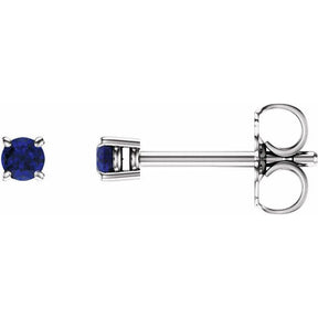 14K Gold Lab-Grown Blue Sapphire Stud Earrings