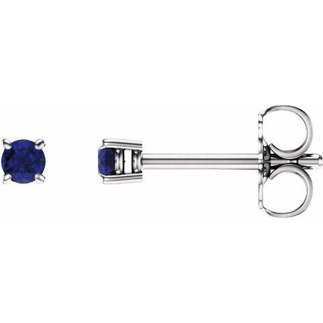 14K Gold Lab-Grown Blue Sapphire Stud Earrings