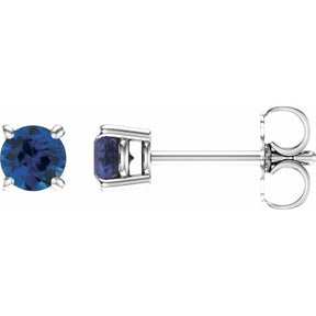 14K Gold Lab-Grown Blue Sapphire Stud Earrings