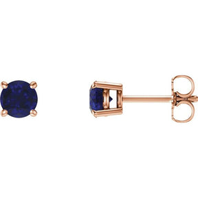 14K Gold Lab-Grown Blue Sapphire Stud Earrings