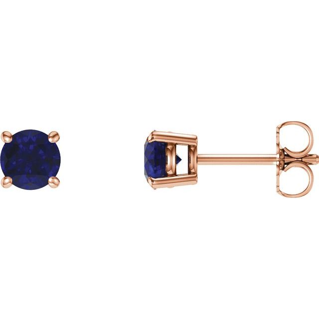 14K Gold Lab-Grown Blue Sapphire Stud Earrings