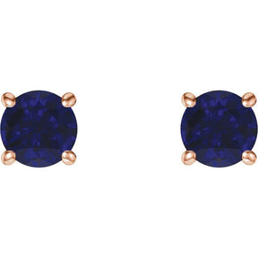 14K Gold Lab-Grown Blue Sapphire Stud Earrings