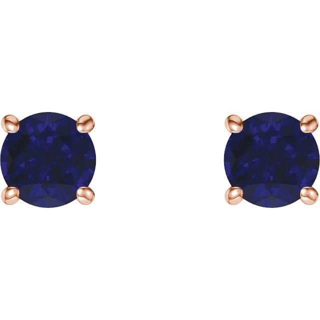 14K Gold Lab-Grown Blue Sapphire Stud Earrings