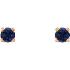 14K Gold Lab-Grown Blue Sapphire Stud Earrings