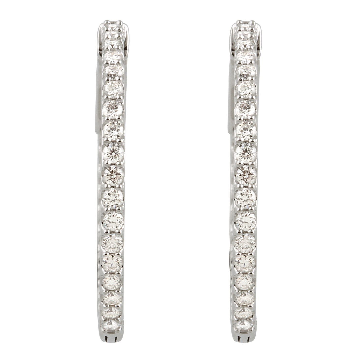 14K Gold Natural Diamond Inside-Outside Hinged Hoop Earrings