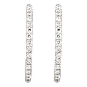 14K Gold Natural Diamond Inside-Outside Hinged Hoop Earrings