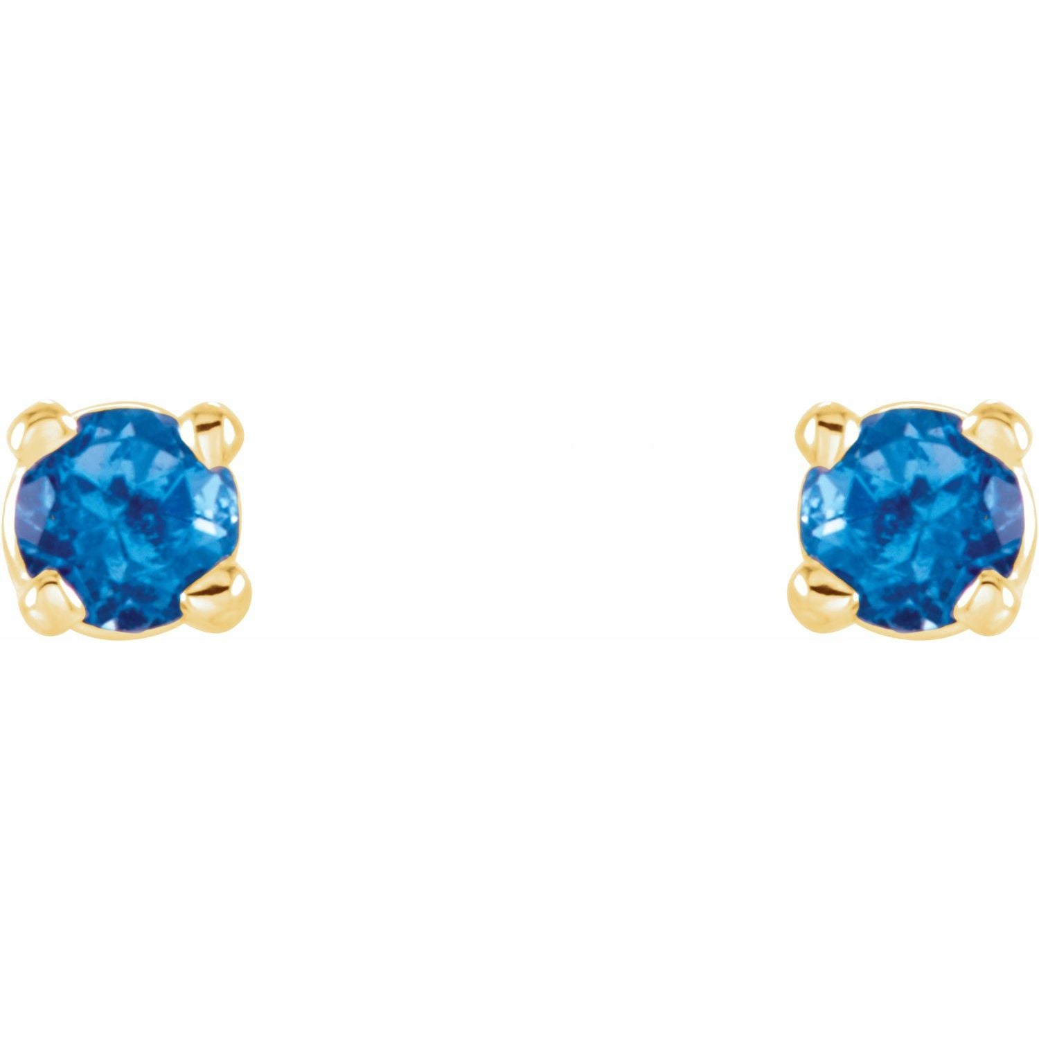 14K Gold Natural Swiss Blue Topaz Stud Earrings