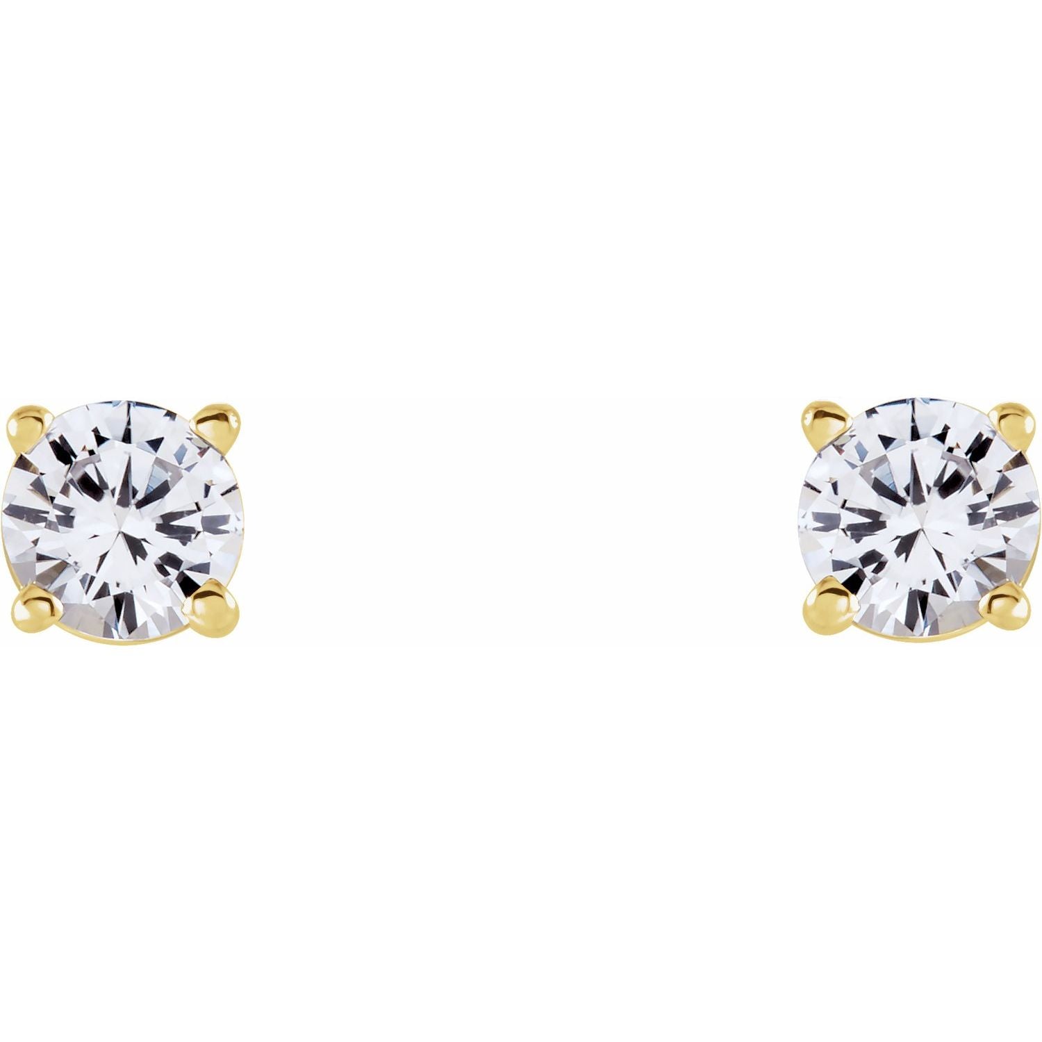 14K Gold Natural White Sapphire Stud Earrings