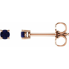 14K Gold Lab-Grown Blue Sapphire Stud Earrings