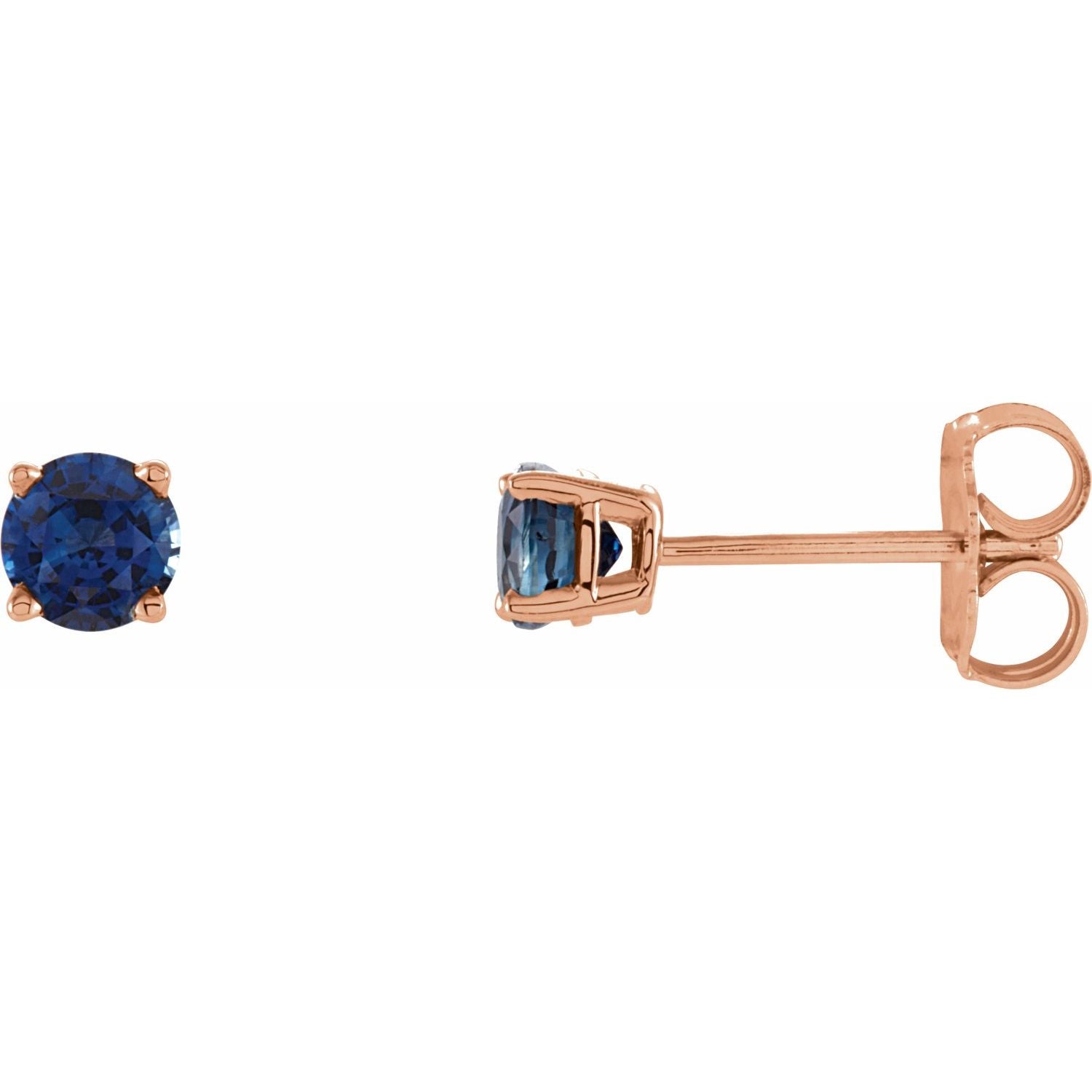 14K Gold Lab-Grown Blue Sapphire Stud Earrings