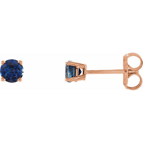 14K Gold Lab-Grown Blue Sapphire Stud Earrings