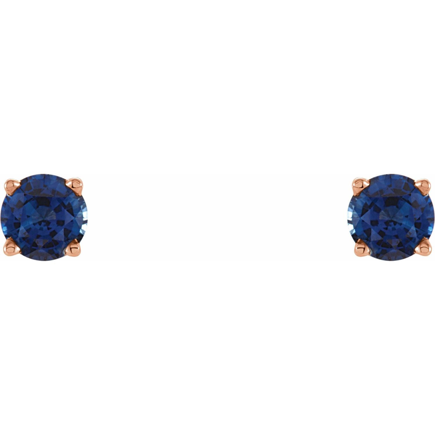 14K Gold Lab-Grown Blue Sapphire Stud Earrings