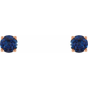 14K Gold Lab-Grown Blue Sapphire Stud Earrings