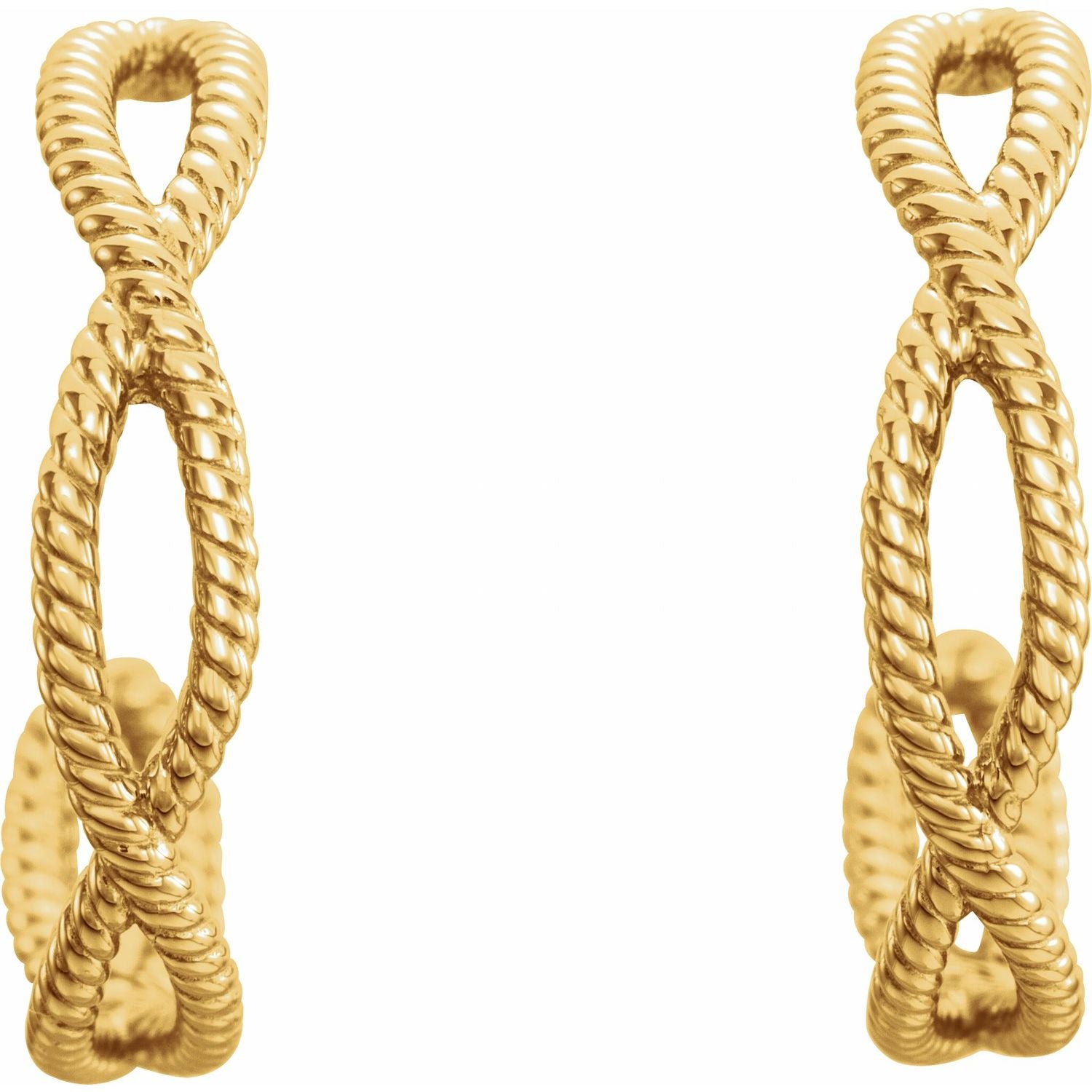 14K Gold Rope Hoop Earrings