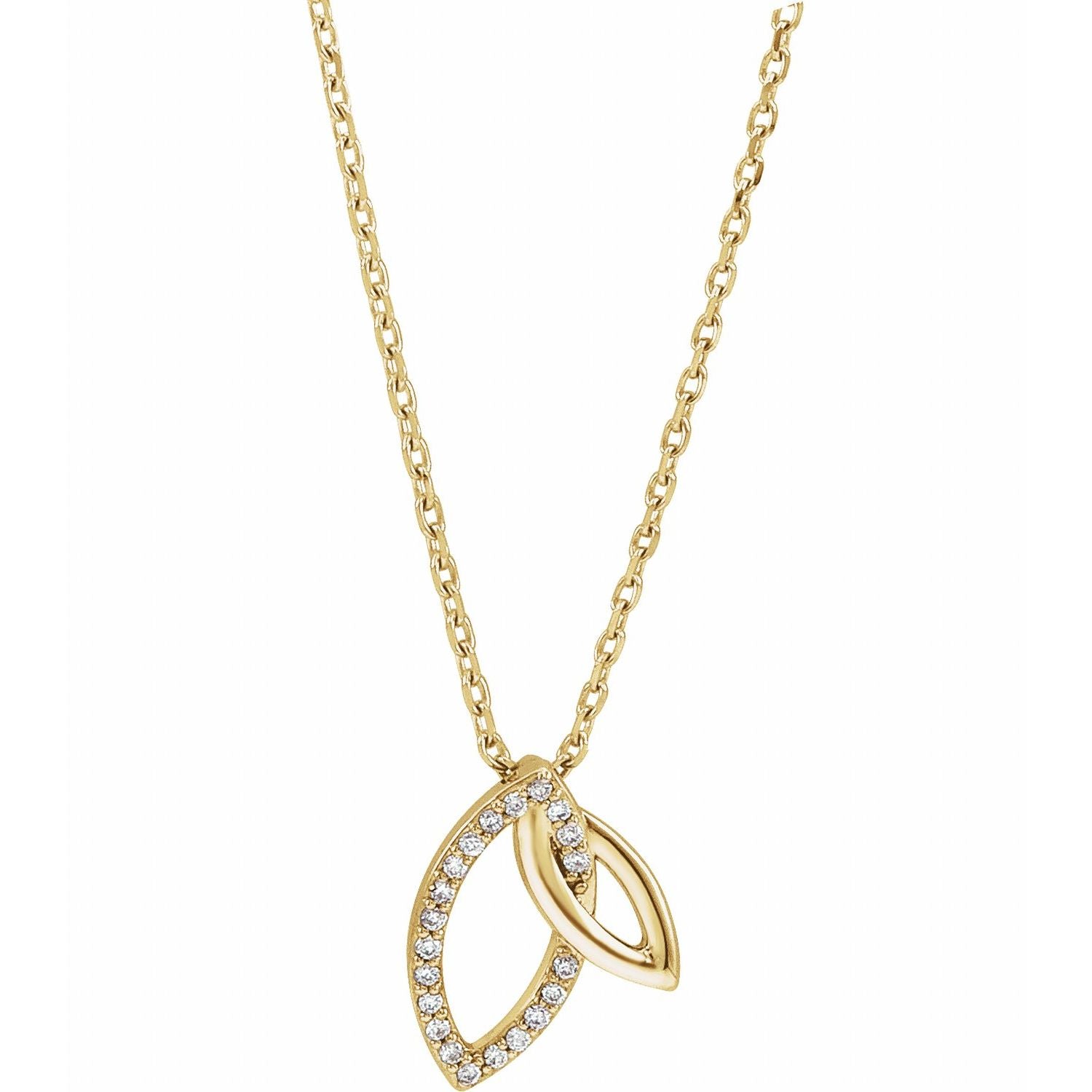 14K Gold Double Leaf Necklace